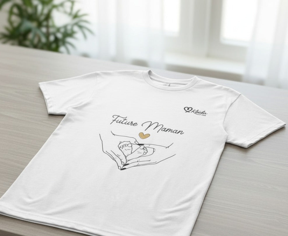 T-Shirt "Future Maman" - Un Amour qui Commence à Deux Cœurs